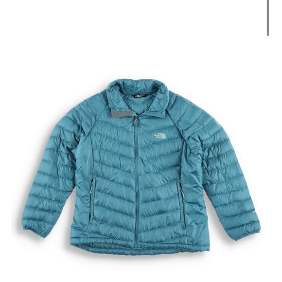 The North Face Thunder Full Zip Down Winter Puffer Jacket Light Blue Women's XL - Picture 1 of 6